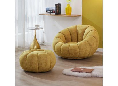 Chair Seating Modern Design Living Room Yellow Luxury Upholstery Fabric New
