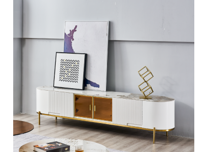 Luxury TV Lowboard TV Stand Sideboard Living Room Wood White Modern