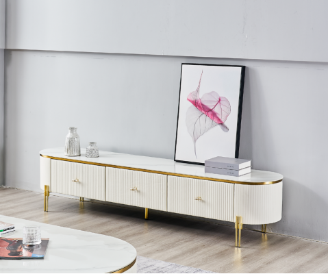 TV Stand RTV Lowboard White Modern Living Room Sideboard Wood New
