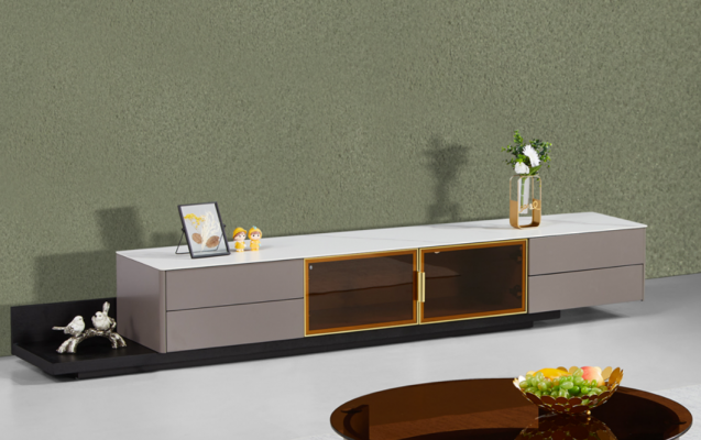 Modern living room furniture lowboard RTV cabinet shelf wooden furniture grey new