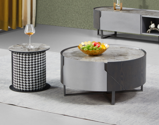 Round Coffee Table Set 2 pcs. Side Table Living Room Tables Design New