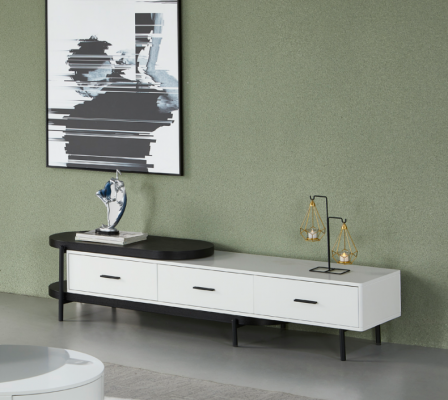 Living room wall unit TV lowboard wood white furniture new modern design