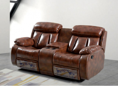 2-seater sofa couch upholstery designer relax function living room brown new