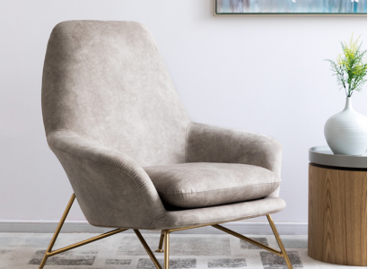 Armchair Design Luxury Textile Upholstery Set Living Room Gray Furnishings