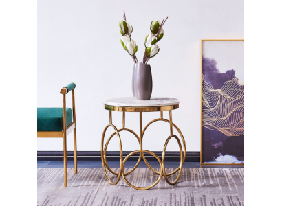 Side table table side designer furniture gold round stainless steel table