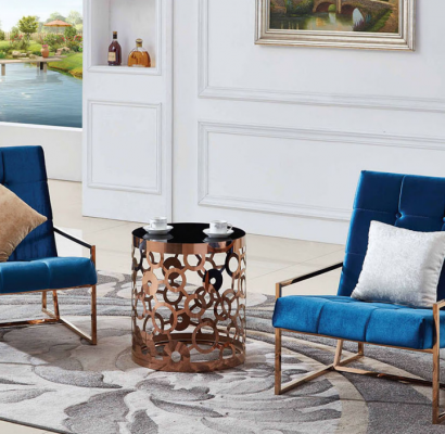 Coffee table, side table, designer table, stainless steel, gold, new