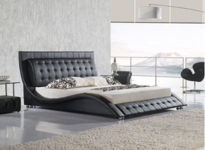 Bed Double Bed Black Upholstered Bed Bedroom Modern 180x200