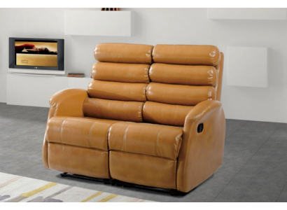 Modern two-seater couch faux leather design sofa living room furniture brown