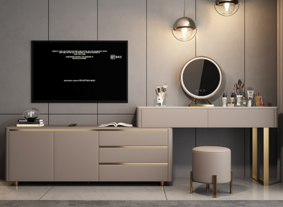 Dressing table with RTV drawers mirror luxury console bedroom