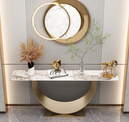 Console Living Room Side Table Modern Design Furniture Wood Gold New