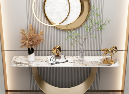 Console Living Room Side Table Modern Design Furniture Wood Gold New