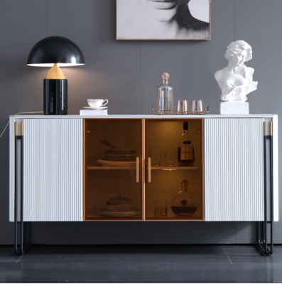 Sideboard White Wooden Cabinet Modern Style Living Room Dresser Sideboard