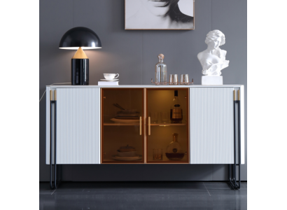 Sideboard White Wooden Cabinet Modern Style Living Room Dresser Sideboard