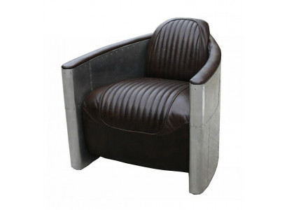 Aviator Sofa Armchair Couch Club Lounge Aluminum Airplane Retro Genuine Leather Vintage
