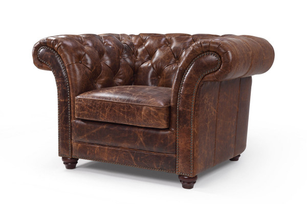 Chesterfield Sofa Couch Upholstery 1-Seater Armchair Sofas Design Upholstery Leather New