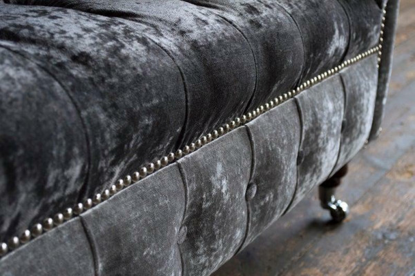 Gray Chesterfield Couch Sofa Upholstered 3-Seater Couches Seating Suite Sofas New