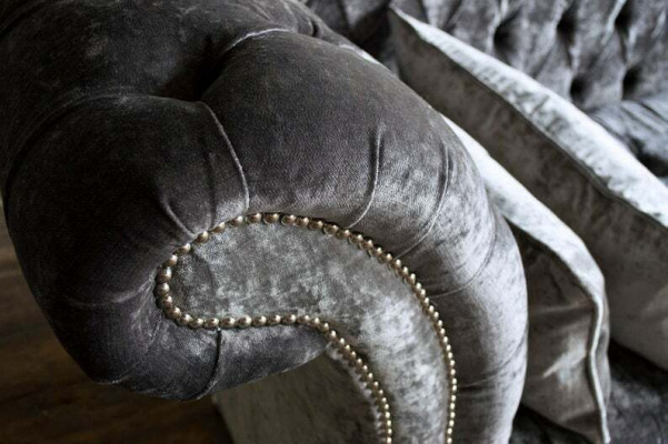 Gray Chesterfield Couch Sofa Upholstered 3-Seater Couches Seating Suite Sofas New