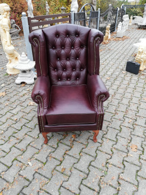 Armchair, wing chair, chestfield chair, seat, cushion, couch, lounge, genuine leather, new!
