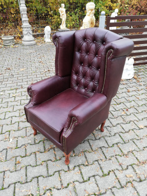Armchair, wing chair, chestfield chair, seat, cushion, couch, lounge, genuine leather, new!