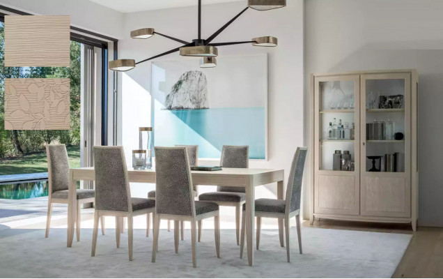 Chair set suite table 6x chairs dining room design wood dining group 7-piece