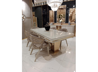 Designer dining table with an expressive table design. Elegant new modern.