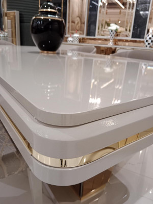 Designer dining table with an expressive table design. Elegant new modern.