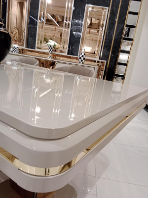 Designer dining table with an expressive table design. Elegant new modern.