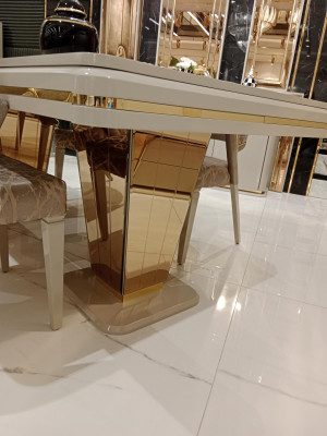 Designer dining table with an expressive table design. Elegant new modern.