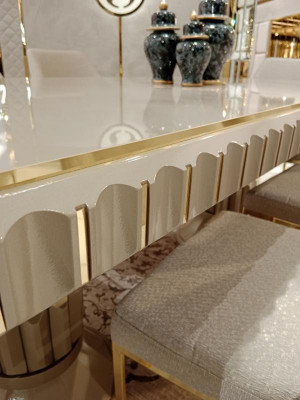 Luxury Table Beige Stainless Steel Tables Italian Design Dining Tables Dining Table New