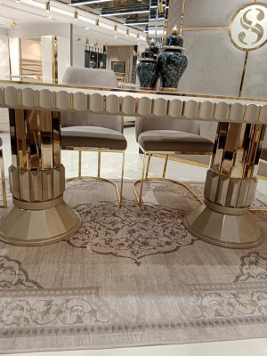 Luxury Table Beige Stainless Steel Tables Italian Design Dining Tables Dining Table New