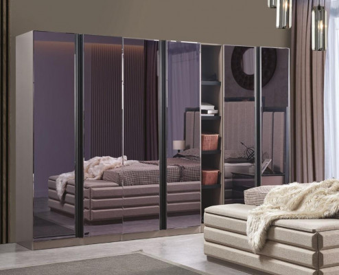Modern wardrobe furniture bedroom luxury gray cabinet china.
