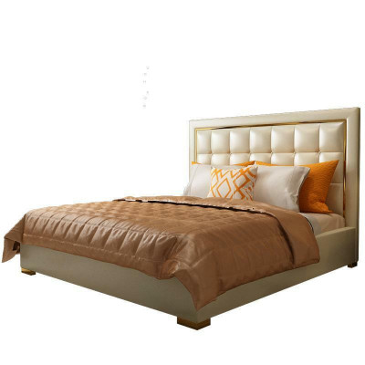 Bed Cushion Design Luxury Double Beds Gray 180x200cm Bedroom Leather Hotel