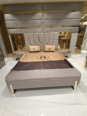 Design bedroom 3-piece. Bed 2x nightstands modern luxury bed set furniture new