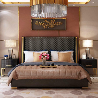 Designer upholstered bed, bed beds, fabric wood luxury double bed 180x200cm double bed