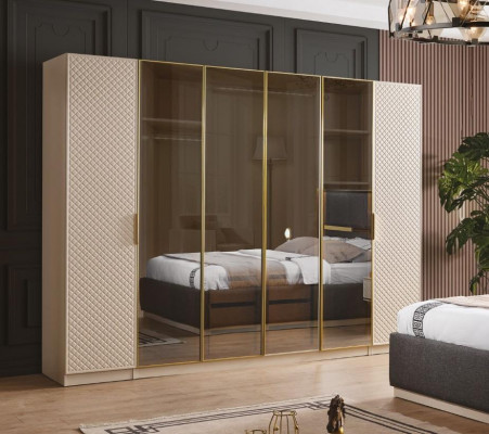 Elegant wardrobe in the bedroom luxurious wooden furniture cabinets wardrobe