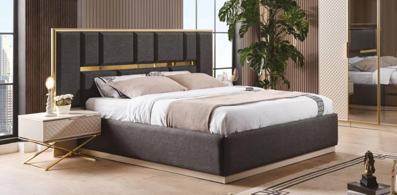 Elegant bedroom set of 3 pieces modern luxurious furniture beige colors