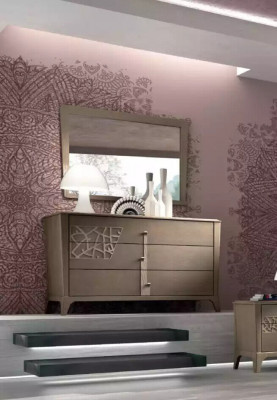 Dresser Mirror New Luxury Complete Bedroom Set Sideboard Brown 2-piece