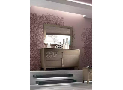Dresser Mirror New Luxury Complete Bedroom Set Sideboard Brown 2-piece