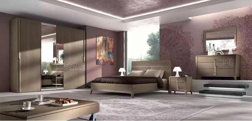 Dresser Mirror New Luxury Complete Bedroom Set Sideboard Brown 2-piece