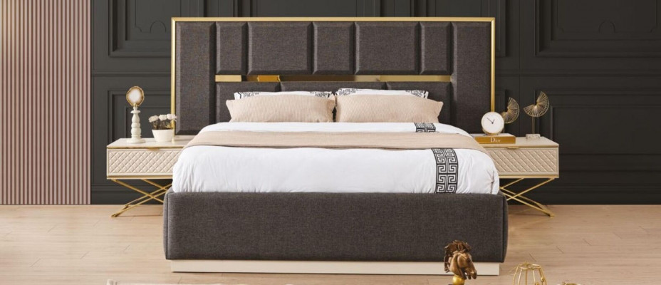 Luxurious 4-piece bedroom set: bed, 2 nightstands, and wardrobe