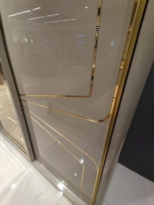 Modern wardrobe luxury closet wood cabinets glass high gloss bedroom