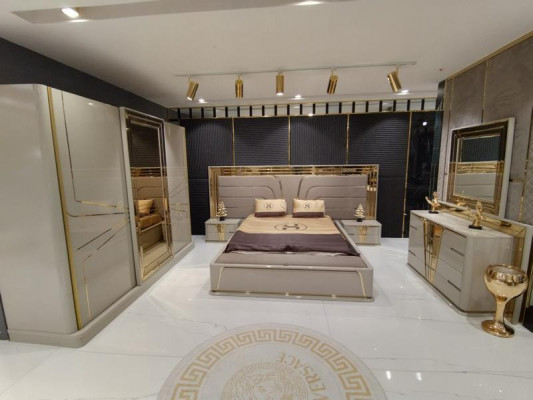 Bedroom complete bed 2x nightstands wardrobe dresser with mirror