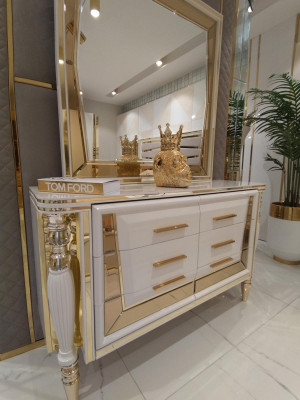 Bedroom Complete Wood Dresser with Mirror Modern Furniture 2-piece Set New