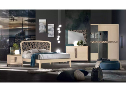 Bedroom set bed 2x nightstands wardrobe design luxury new 6-piece