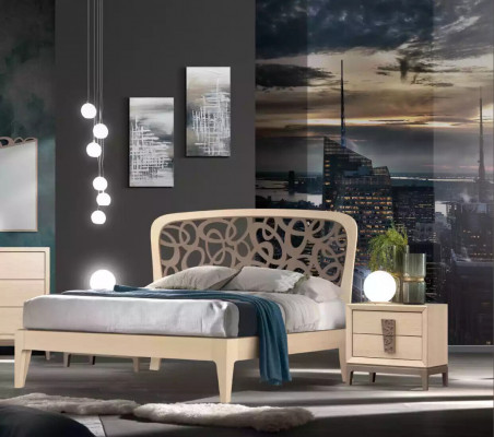Bedroom set bed 2x nightstands wardrobe design luxury new 6-piece