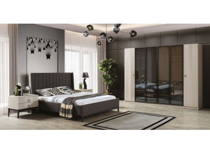 Bedroom set: bed, 2x nightstands, wardrobe, modern furniture, 4-piece set