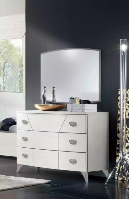Bedroom set dresser mirror luxury complete white sideboard 2-piece