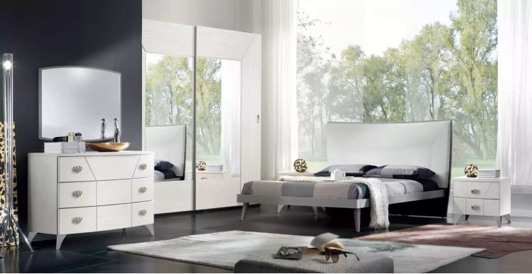 Bedroom set dresser mirror luxury complete white sideboard 2-piece