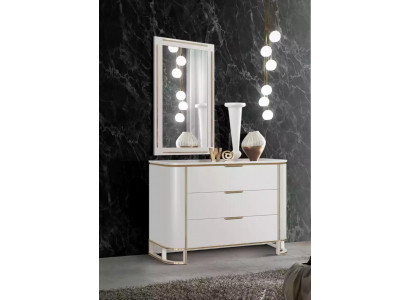 Bedroom set chest of drawers mirror new luxury complete new white 2-piece set
