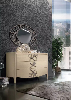 Bedroom set complete bed 2x nightstand dresser 5 pcs new beige